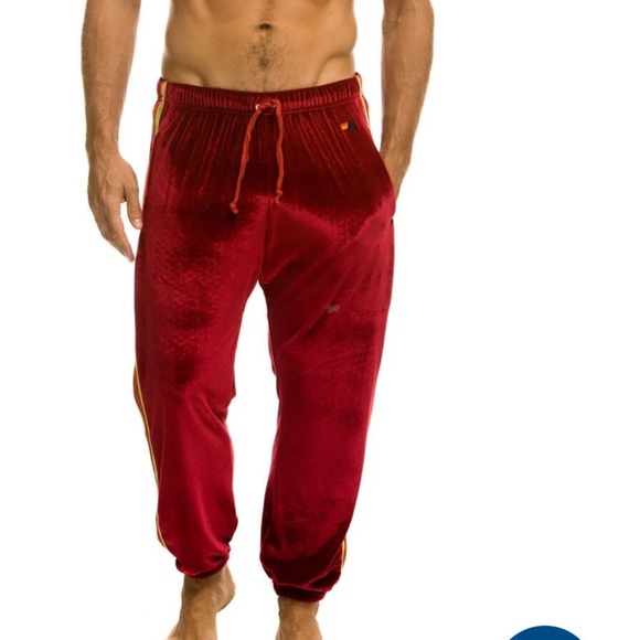 Aviator Nation CLASSIC VELVET SWEATPANTS - RED Size Medium Men’s - Picture 2 of 11